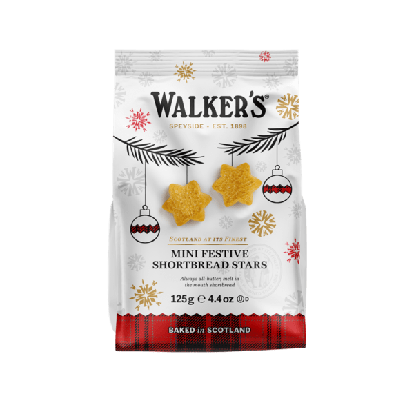 Walkers shortbread Festive stars bag 125 gr